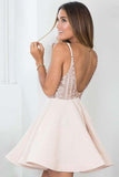 A-Line Spaghetti Straps Pearl Pink Homecoming Party Dress with Sequins PD028 - Pgmdress