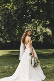 A-Line Spaghetti Straps Sleeveless Wedding Dress With Court Train WD541 - Pgmdress