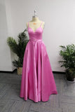 A-Line Spaghetti Straps Sweep Train Split Simple Prom Dress PG724 - Pgmdress