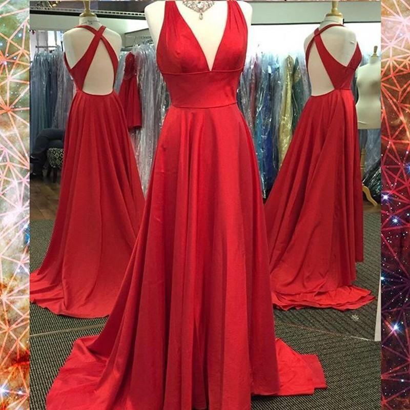 A-Line Split-Front V-Neck Floor-Length Prom Dress Evening Dress PG481 - Pgmdress