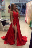 A-Line Split-Front V-Neck Floor-Length Prom Dress Evening Dress PG481 - Pgmdress