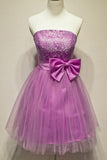 A-Line Strapless Appliques Bowknot Short Homecoming Dress Party Dress PG120