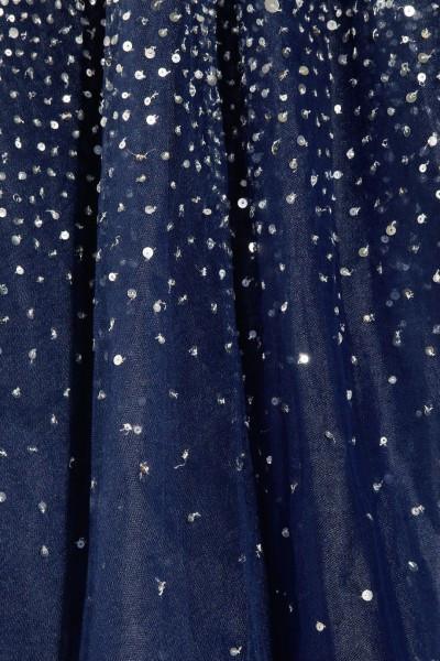A-line Strapless Beading Tulle Long Navy Blue Prom Dresses PG366 - Pgmdress