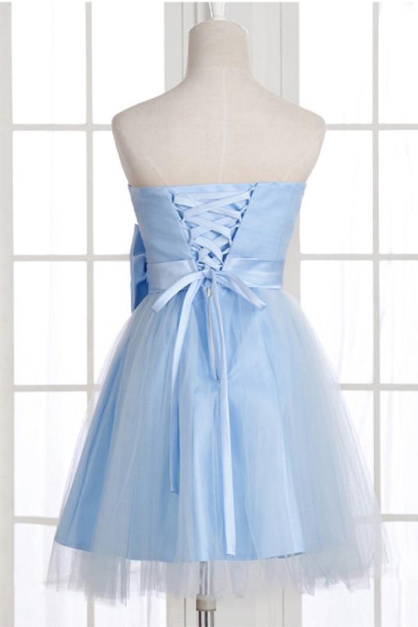 short strapless dresses for prom A-Line Strapless Bowknot Short Prom Dresses Homecoming Dress US8 / Custom Color