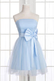 A-Line Strapless Bowknot Short Prom Dresses Homecoming Dress PG148