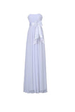 A-line Strapless Floor Length Chiffon White Bridesmaid Dress with Sash BD026 - Pgmdress