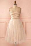 A-Line Strapless Knee-Length Sweetheart Tulle Homecoming Dress PD137 - Pgmdress