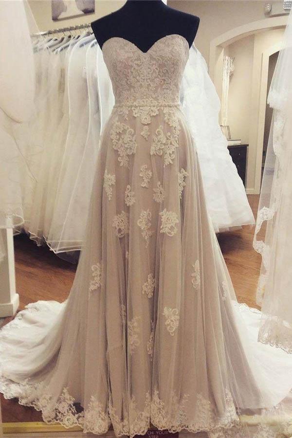 Sweetheart Lace A-line Cheap Wedding Dresses Online, WD346