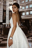 A-Line Straps Backless White Lace Homecoming Dress with Appliques PD209 - Pgmdress