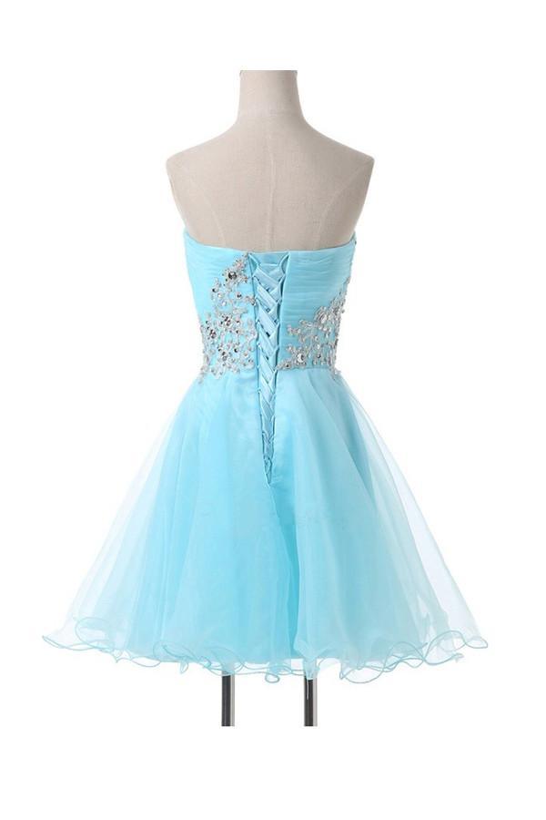 A-Line Sweetheart Appliques Beading Lace-Up Homecoming Dress PG083 - Pgmdress