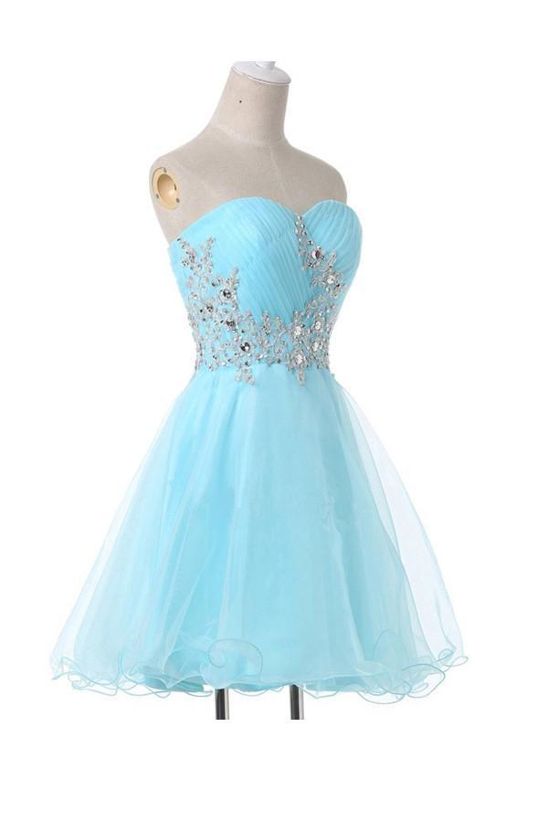 A-Line Sweetheart Appliques Beading Lace-Up Homecoming Dress PG083 - Pgmdress