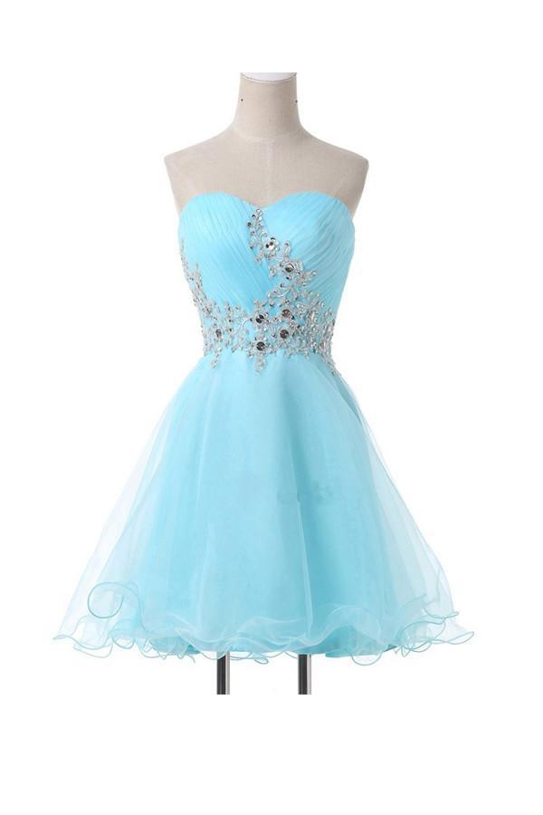A-Line Sweetheart Appliques Beading Lace-Up Homecoming Dress PG083 - Pgmdress