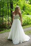 A-line Sweetheart Ivory Wedding Dresses With Lace Applique WD392 - Pgmdress