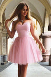 A-Line Sweetheart Lace-up Short Pink Tulle Homecoming Dress PD199 - Pgmdress