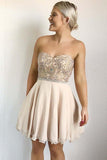 A-Line Sweetheart Pearl Pink Chiffon Homecoming Dress with Beading  PD029
