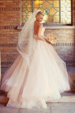 A-line Sweetheart Strapless Pink Long Tulle Wedding Dress WD235 - Pgmdress