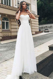 A-Line Sweetheart Sweep Train Tulle Wedding Dress with Appliques WD268