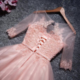 A-line Tulle Homecoming Dresses Scoop Pink Short/Mini Prom Dresses PD048 - Pgmdress