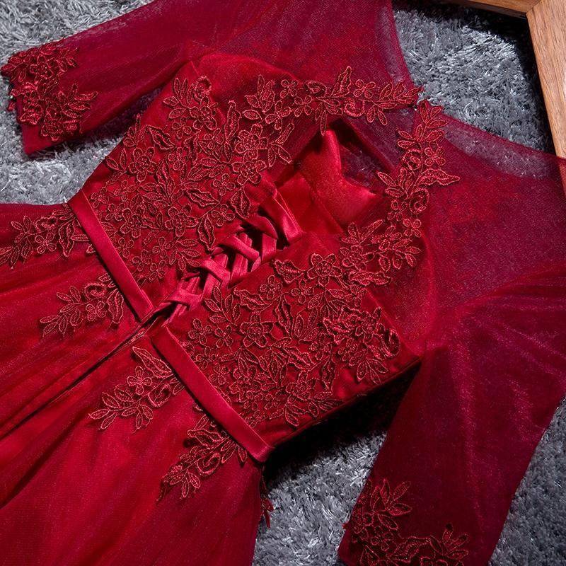 A-line Tulle Homecoming Dresses Scoop Red Short/Mini Prom Dresses PD049 - Pgmdress