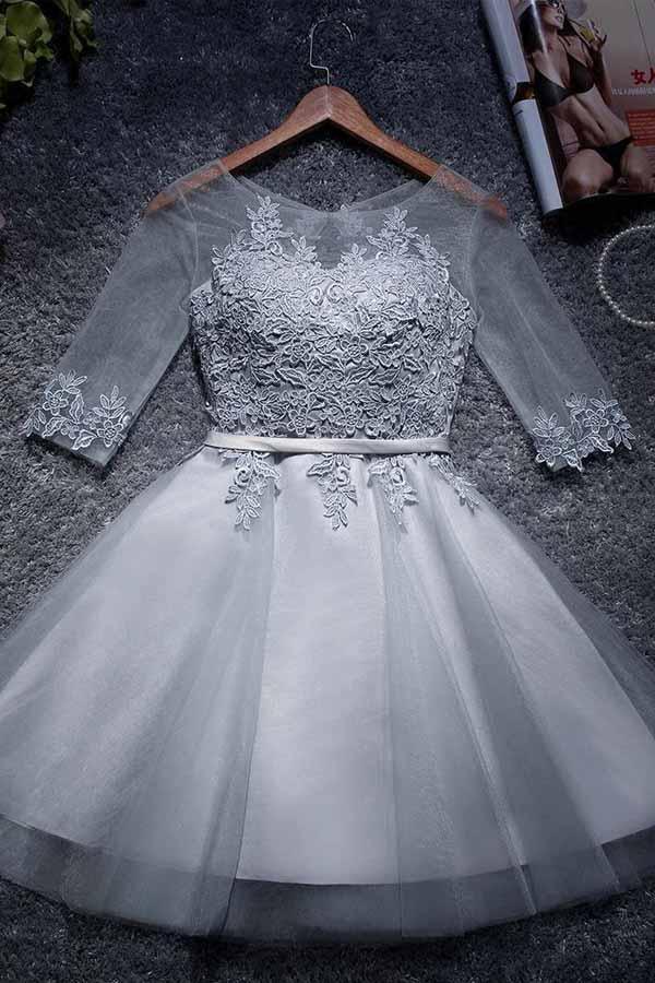 A-line Tulle Homecoming Dresses Scoop Short/Mini Prom Dresses PD047 - Pgmdress