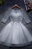 A-line Tulle Homecoming Dresses Scoop Short/Mini Prom Dresses PD047 - Pgmdress