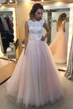 A-line Tulle Sweep Train Wedding Dress With Lace Applique  WD180