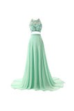 A-line Two Pieces Chiffon  Prom Dresses Evening Dresses PG261