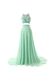 A-line Two Pieces Chiffon Prom Dresses Evening Dresses PG261 - Pgmdress