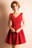 A-Line V-Neck Bowknot Pleats Short Prom Dress Homecoming Dress  PG146
