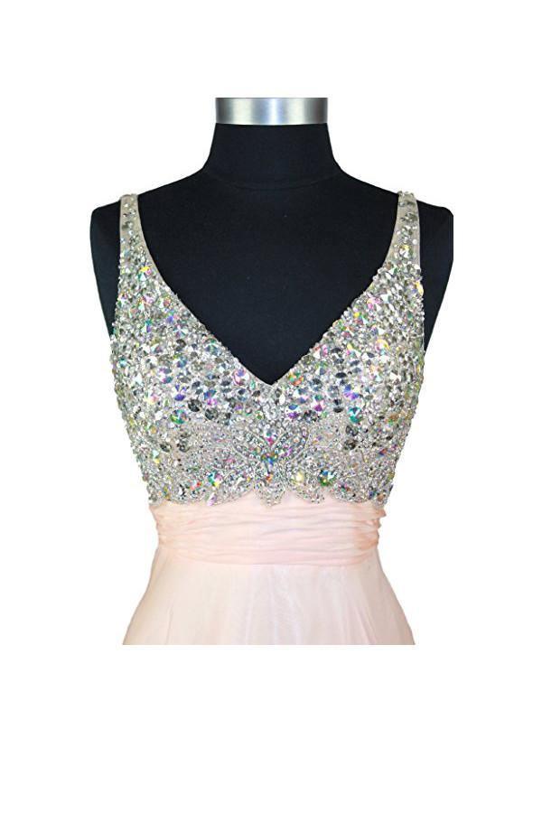 A Line V-neck Formal Chiffon Prom Dress With Beading PG257 - Pgmdress