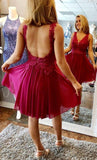 A-line V-neck Homecoming Dress Backless Short Prom Dress PD401 - Pgmdress