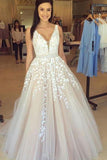 A-line V Neck Light Long Prom Dresses With Tulle A-line/Princess WD207