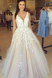 A-line V Neck Light Long Prom Dresses With Tulle A-line/Princess WD207 - Pgmdress