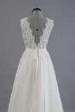 A-line V-Neck Sashes Appliques Beach Wedding Dress WD170 - Pgmdress