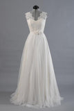 A-line V-Neck Sashes Appliques Beach Wedding Dress WD170 - Pgmdress