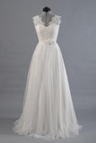 A-line V-Neck Sashes Appliques Beach Wedding Dress  WD170