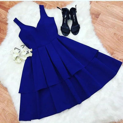 A Line Royal Blue Backless Short Prom Dresses Homecoming Dresses   PD347