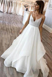 A-line V-neck Spaghetti Strap Charming Organza Wedding Dresses WD404 - Pgmdress