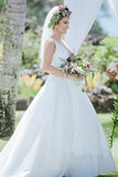 A Line V Neckline Pleated Waistband Simple Satin Wedding Bridal Dress WD482 - Pgmdress