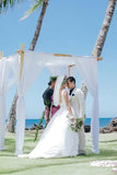 A Line V Neckline Pleated Waistband Simple Satin Wedding Bridal Dress WD482 - Pgmdress