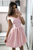 A-Line White Spaghetti Straps Satin Homecoming Dress Short Prom Dress PD249 - Pgmdress