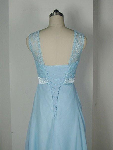 Baby Blue Lace Tank Bridesmaid Dresses For Wedding Party BD012 - Pgmdress