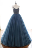 Ball Gown Deep Blue Tulle Prom Dress Evening Dress With Beading PSK143