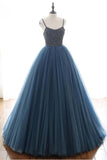 Ball Gown Deep Blue Tulle Prom Dress Evening Dress With Beading PSK143 - Pgmdress