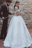 Ball Gown Off-the-Shoulder Court Train Ivory Satin Wedding Dress WD204 - Pgmdress