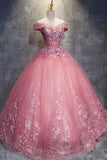 Ball Gown Off-the-Shoulder  Tulle Wedding Dress With Appliques  WD196