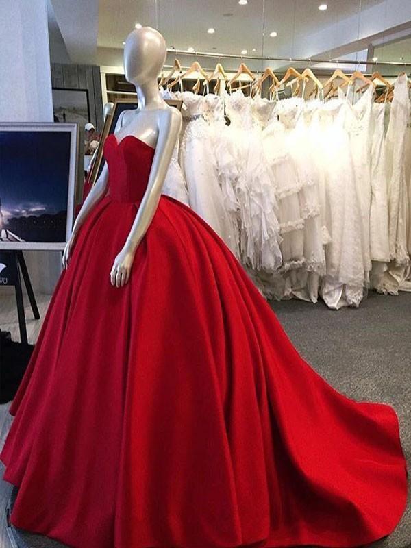 Ball Gown Prom Dresses Sweetheart Burgundy Dark Navy Long Chic Prom Dress PSK189 - Pgmdress