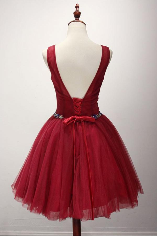 Ball Gown Scoop Neck Short Tulle Homecoming Dress With Beading PG136 - Pgmdress