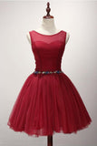 Ball Gown Scoop Neck Short Tulle Homecoming Dress With Beading PG136 - Pgmdress