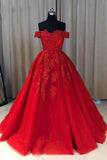 Ball Gown Sweetheart Cap Sleeve Lace Appliques Prom Dress PSK054 - Pgmdress